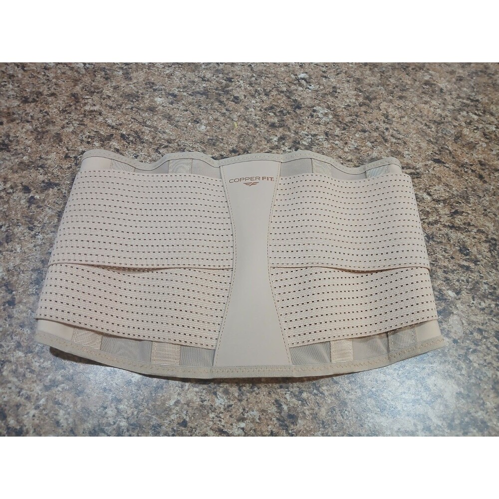 Copper Fit Lumbar Support Belt Small/Medium Beige Adjustable Compression NEW